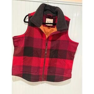 Woolrich UNISEX XXL Buffalo Plaid Sherpa Collar Vest Utility Outdoors Gorpcore
